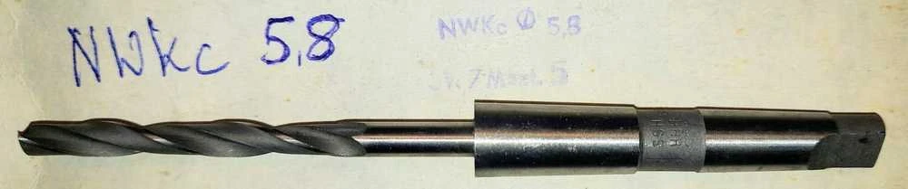 Wiertło Grąžtas 5.8 NWKc DIN 345 ​​​​RN, šlifuotas 138-57 HSS MK1 kotu