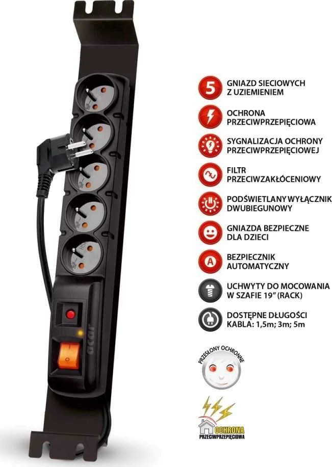 Acar Power Strip F5 FA RACK 5x 230V PL 5m (W0085)