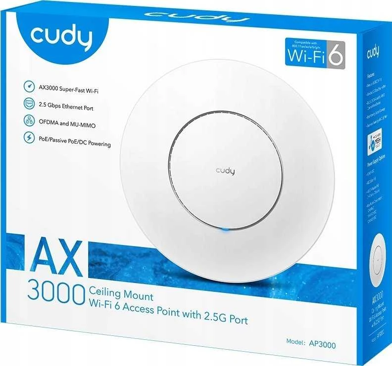 Kartotuvas - Cudy AP3000 2976 Mbit/s balta PoE