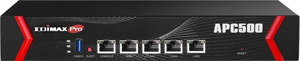 Šakotuvas Edimax Wireless AP Controller APC500 10/100/1000 Mbit/s, Ethernet LAN (RJ-45) jungtys 3, 1xUSB 3.0, Valdo iki 128 Edimax Pro prieigos taškus, įskaitant vidaus ir lauko AP.