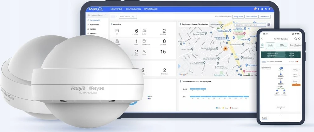 Maršrutizatorius Ruijie PRIEIGOS TAŠKAS RG-RAP6202(G) 2.4 GHz, 5 GHz 400 Mbps + 867 Mbps REYEE