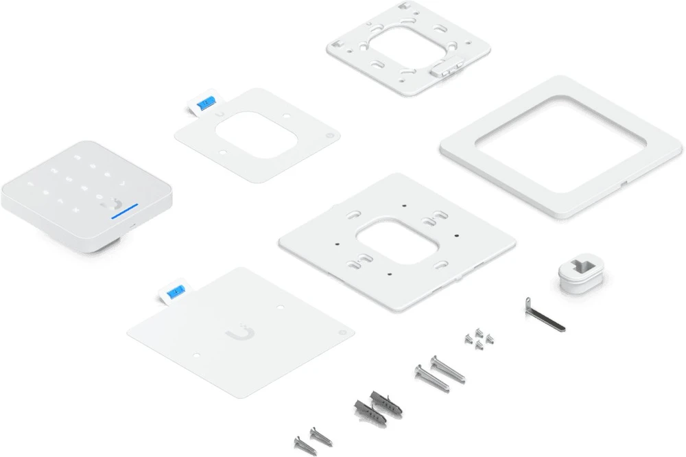 UBIQUITI READER FLEX Baltas. TREČIOS KARTOS NFC KORTELIŲ SKAITYTUVAS SU KLAVIATŪRA IR „APPLE TOUCH PASS“ PALAIKYMU.