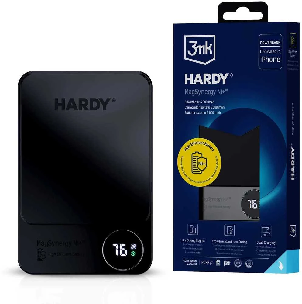 3Mk apsaugos priedai - 3mk HARDY MagSynergy Ni+ 5000mAh 22.5W USB 1C1L-Juodas