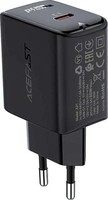 Įkroviklis Acefast A21 30W GaN USB-C juodas