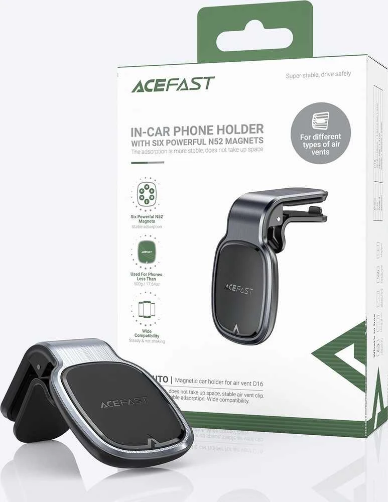 Automobilinis telefono laikiklis Acefast D16, tvirtinamas ant ventiliacijos grotelių, magnetinis