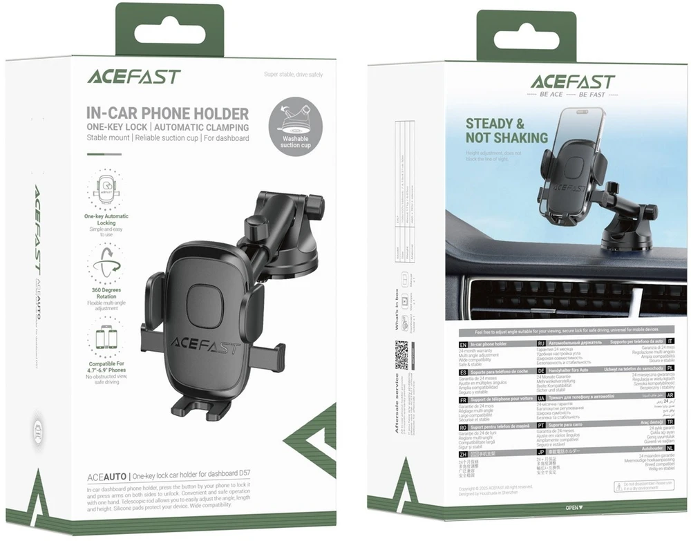 Automobilinis telefono laikiklis Acefast D57 (dashboard) juodas