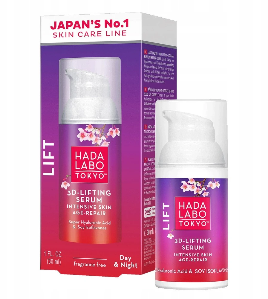 Hada Labo Tokyo 3D-Lifting hialurono rūgšties atkuriamasis veido serumas, 30 ml