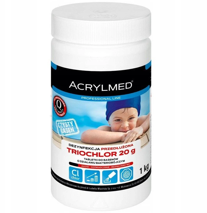 Acrylmed TRIOCHLOR lėtai atpalaiduojančio chloro tabletės, 20 g / 0,4kg