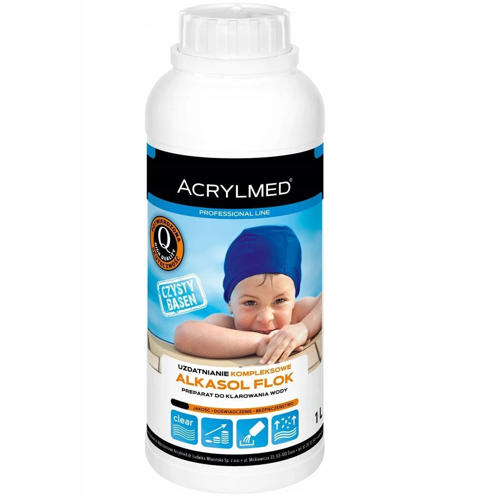 Acrylmed Akrilinis ALKASOL FLOK skystis baseino vandens priemaišoms krešinti, 1 litras