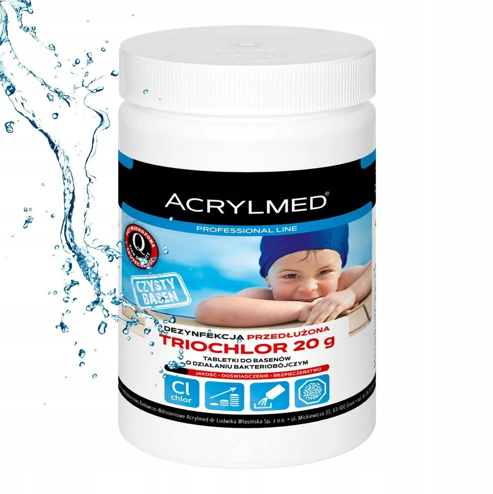 „Acrylmed TRIOCHLOR“ lėtai atpalaiduojančios chloro tabletės, 200 g, 1kg