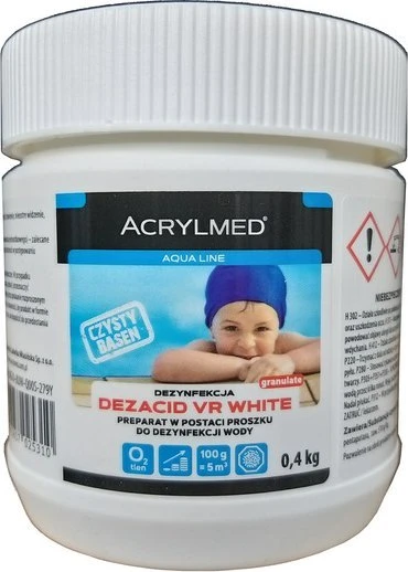 Acrylmed Akrilinės DEZACID VR Baltas granulės aerobiniam vandens dezinfekavimui, 0,4kg