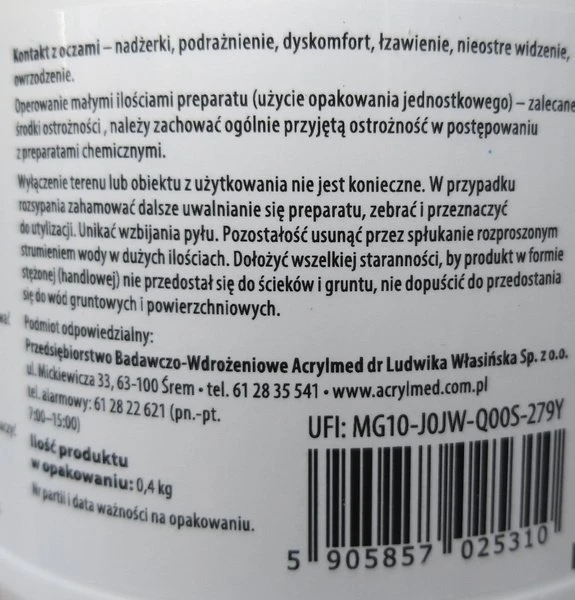 Acrylmed Akrilinės DEZACID VR Baltas granulės aerobiniam vandens dezinfekavimui, 0,4kg