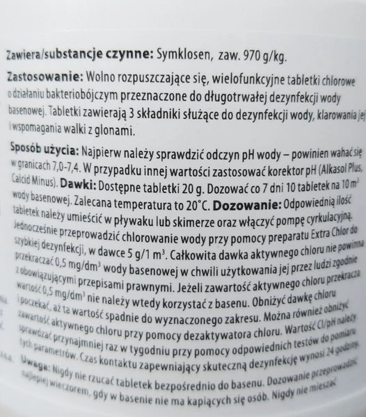 Daugiafunkcinės chloro išskyrimo tabletės „Acrylmed MULTICHLOR“ 20 g - 0,4kg