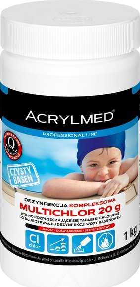 Daugiafunkcinės chloro išskyrimo tabletės „Acrylmed MULTICHLOR“ 20 g - 1kg