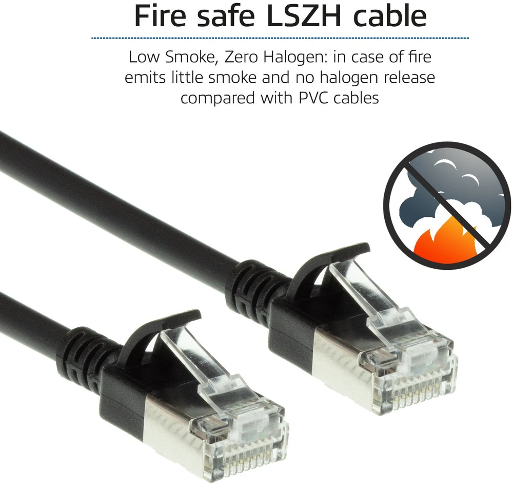 Act ACT Juodas 2 meter LSZH U/FTP CAT6A datacenter slimline patch cable snagless with RJ45 connectors (DC7902)