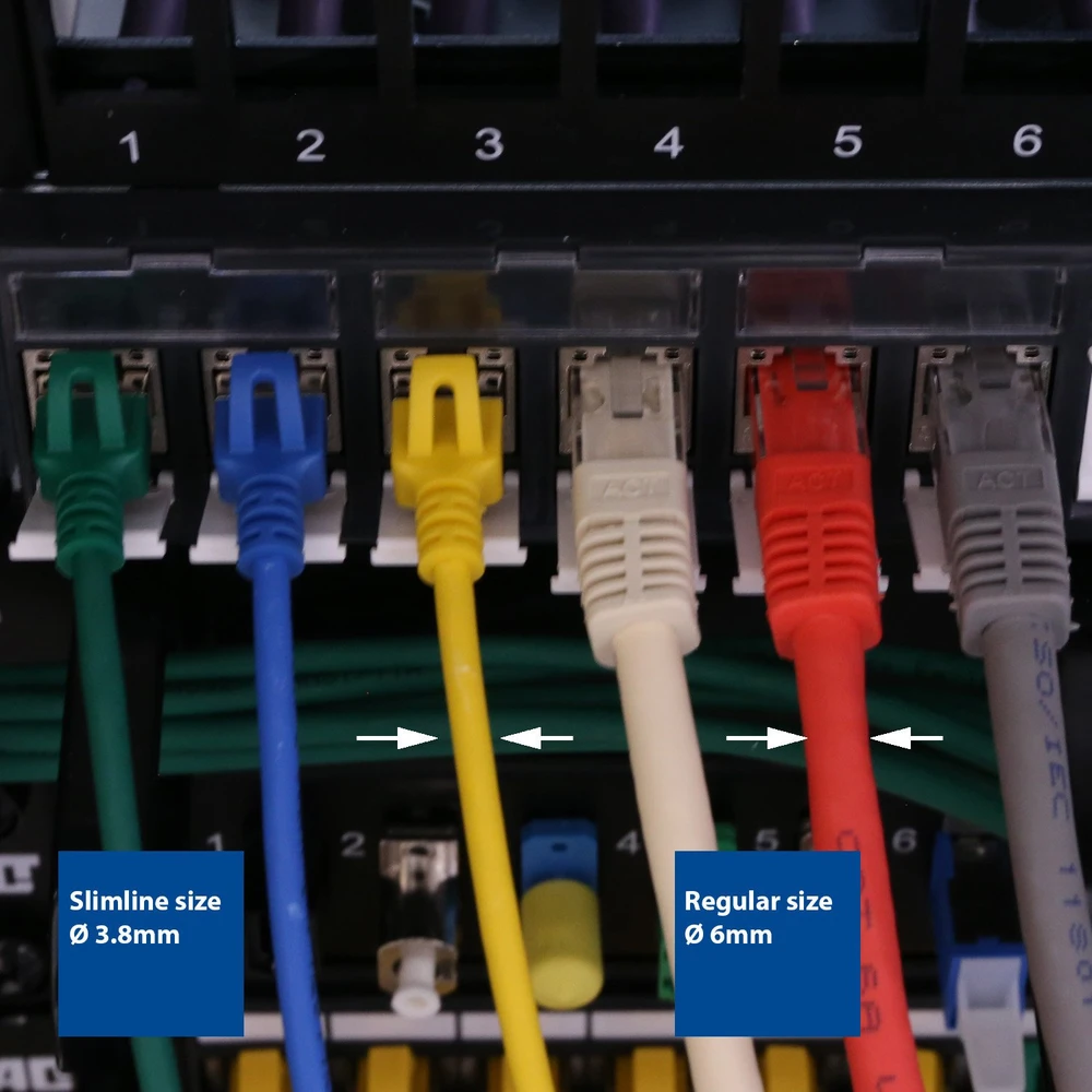 Act ACT Juodas 2 meter LSZH U/FTP CAT6A datacenter slimline patch cable snagless with RJ45 connectors (DC7902)