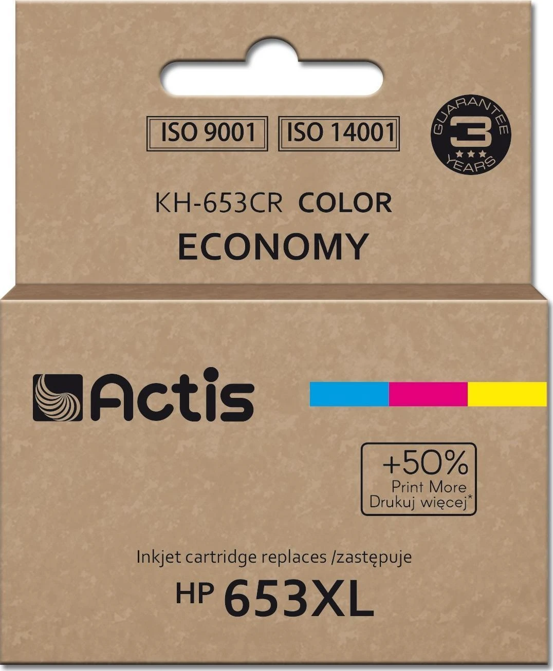 Spausdintuvo Rašalas - Actis KH-653CR, Pakaitinis HP 653XL, 18 ml, 300 Puslapių, Spalvotas