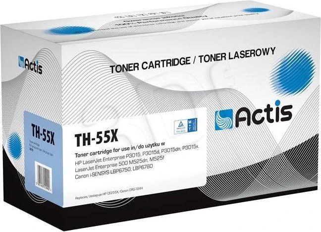 Actis TH-55X dažai (pakeitimas HP 55X CE255X, Canon CRG-724H; Standartinis; 12500 puslapių; juodas)