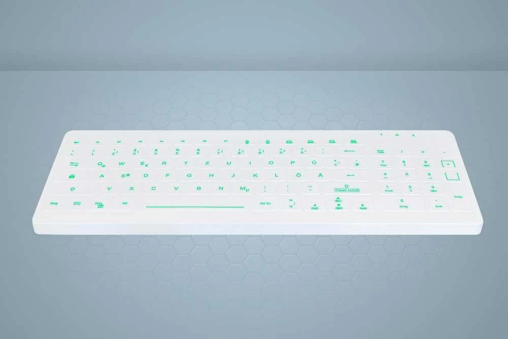 Active Key Vyšnių higieninis apšvietimas su kompaktišku klaviatūra / klaviatūra su skaitmenine klaviatūra, visiškai sandarus
