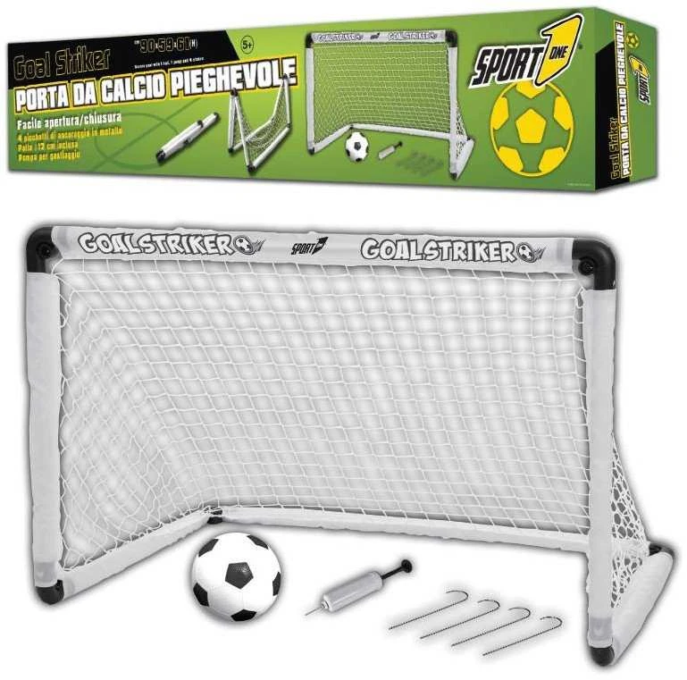 Sulankstomi futbolo vartai su kamuoliu ir pompa 90x61x59 cm