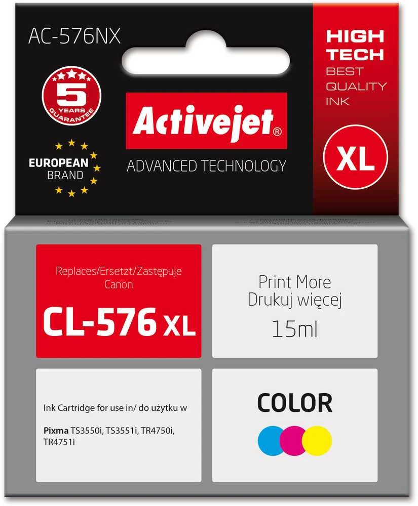 „Activejet AC-576NX Canon“ spausdintuvas, pakaitinis rašalas „Canon CL-576XL“; „Supreme“; 15 ml; spalva: mėlynas, geltona, rausvai raudona