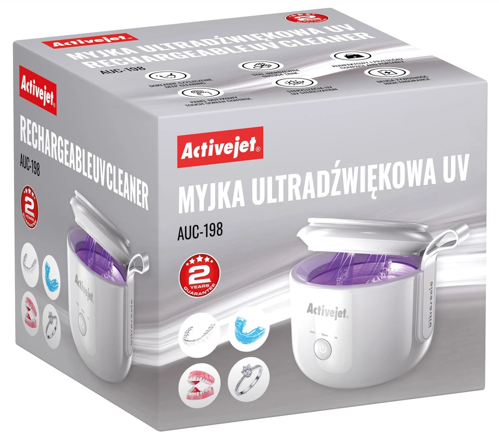 „Activejet“ USB įkraunamas UV ultragarsinis valiklis AUC-198 baltas