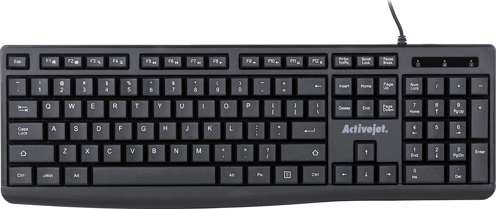 Laidinė Klaviatūra - Activejet K-3803S Ergonomiška Juoda