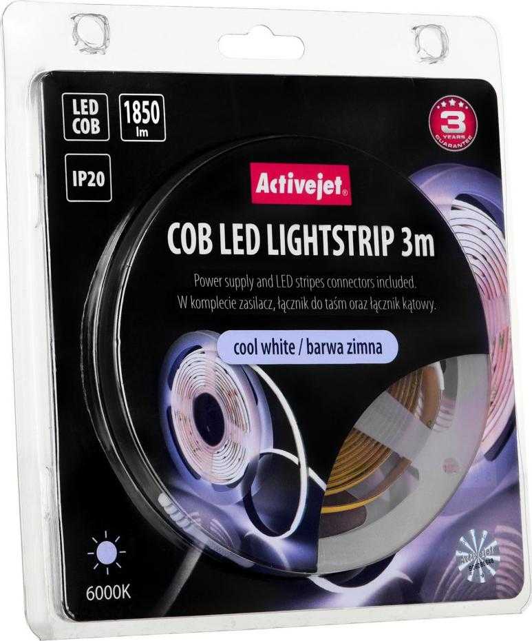 LED Juosta - Activejet AJE-COB 3m Viduje Šaltai Balta