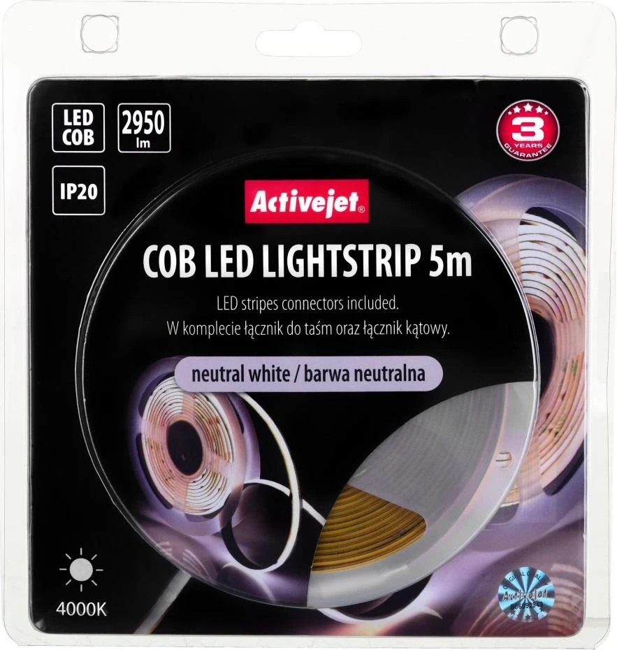LED Juosta - Activejet Aje-cob 5m Neutralus, Baltas