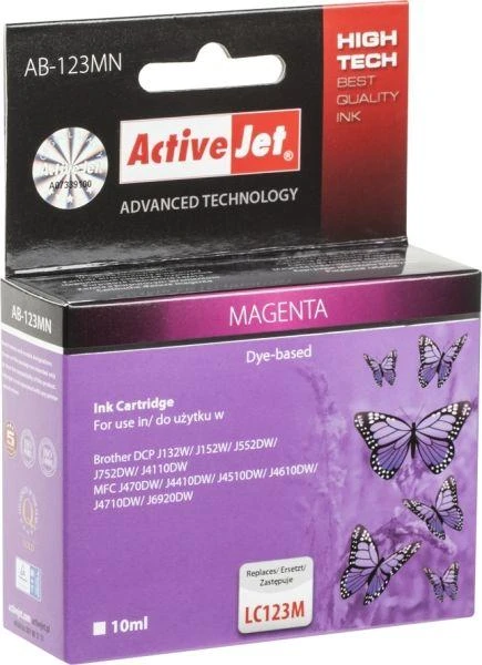 Rašalo Kasetė - Activejet AB-123MN Supreme Magenta 10 ml