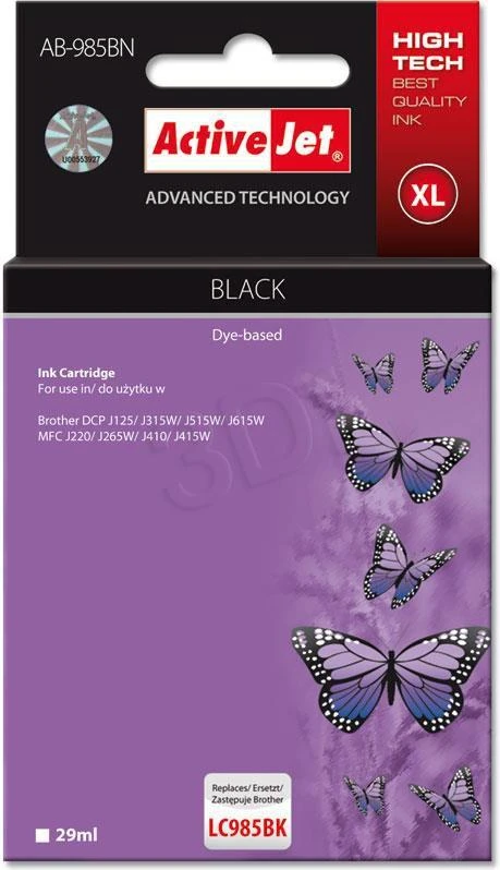 Rašalo Kasetė - Activejet AB-985BN 29ml Pigmentinė Juoda