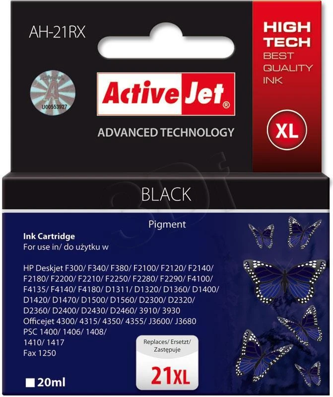 ActiveJet KASETINIS RAŠALAS ACJ AH-21RX HP NR21 JUODA 9351