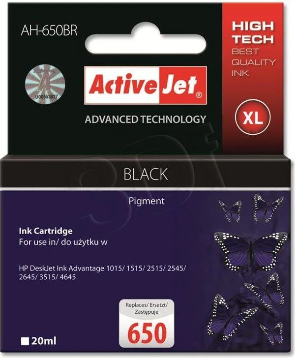 Rašalo Kasetė - Activejet AH-650BR Juoda, 20 ml