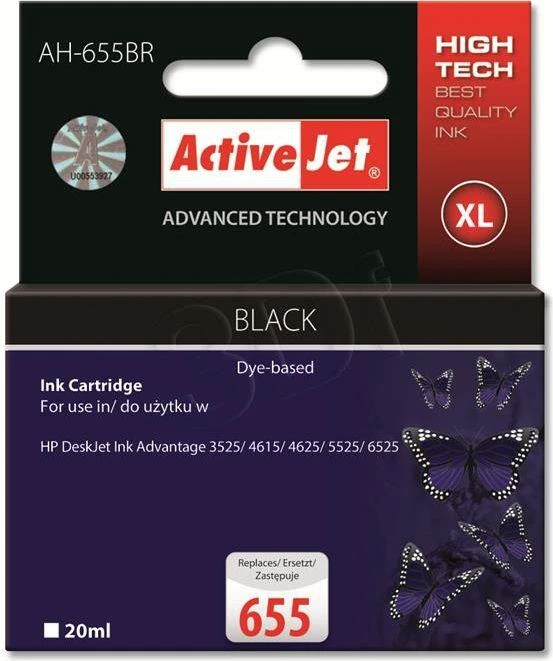 Spausdintuvo Kasetė - Activejet AH-655BR, 20 ml, Juoda