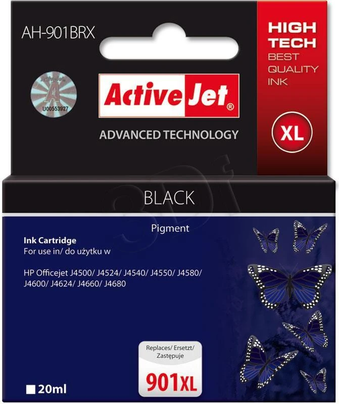 Rašalo Kasetė - Activejet AH-901BRX, 20 ml, Juoda