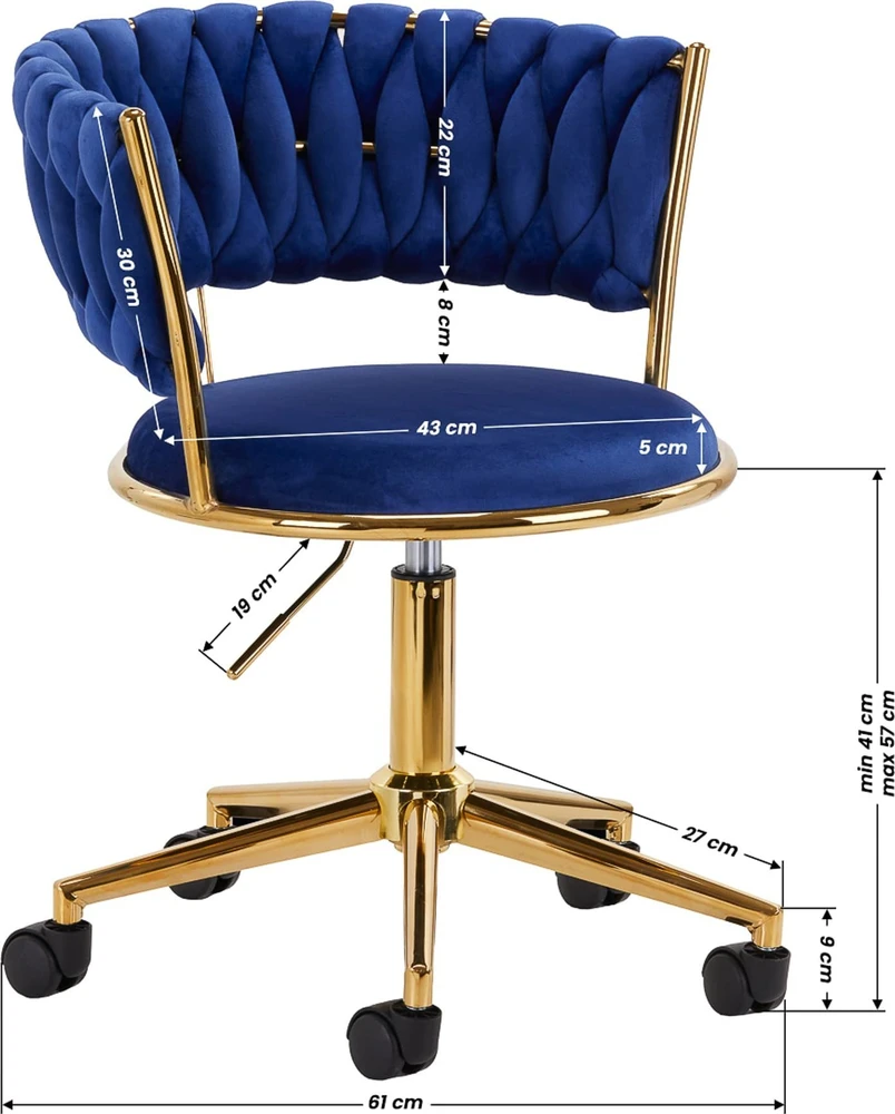 Activeshop Biuro kėdė su ratukais 4Rico QS-GW01G Velvet Mėlyna