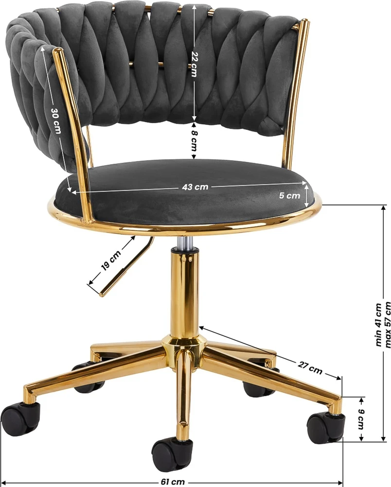 Activeshop Biuro kėdė su ratukais 4Rico QS-GW01G Velvet Pilkas