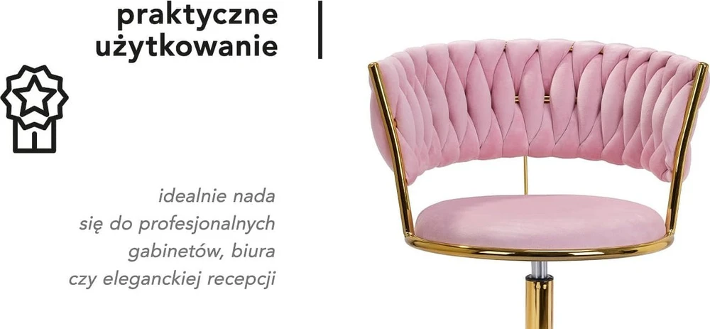 Activeshop Biuro kėdė su ratukais 4Rico QS-GW01G Velvet Rožinė