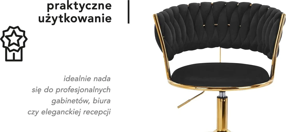 Activeshop Biuro kėdė su ratukais 4Rico QS-GW01G Velvet Juodas