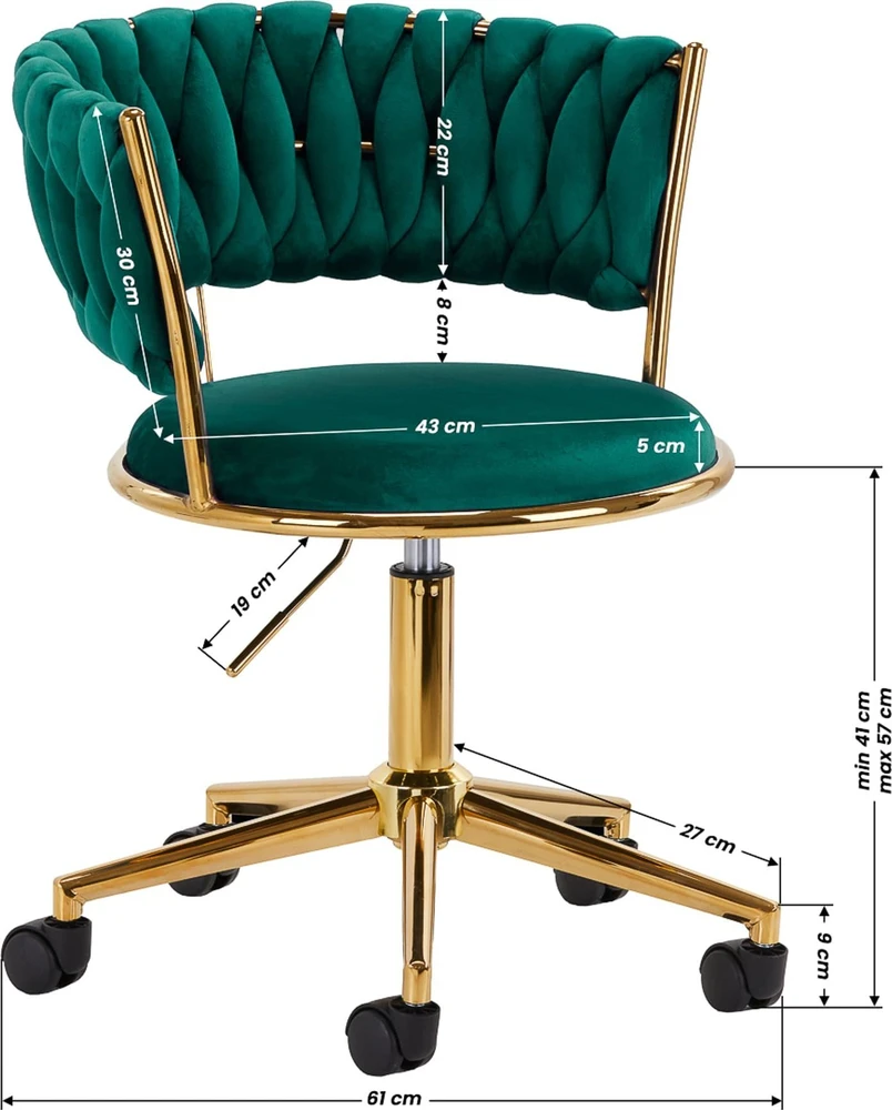 Activeshop Biuro kėdė su ratukais 4Rico QS-GW01G Velvet Žalias
