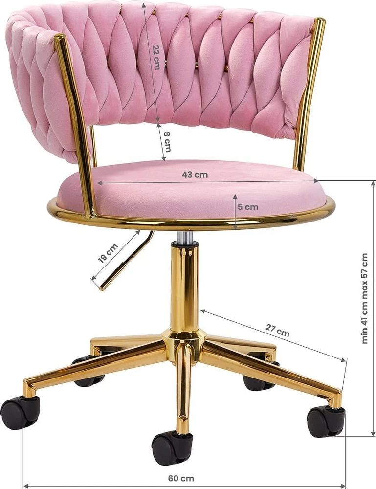 Activeshop Biuro kėdė su ratukais 4Rico QS-GW01G Velvet Rožinė
