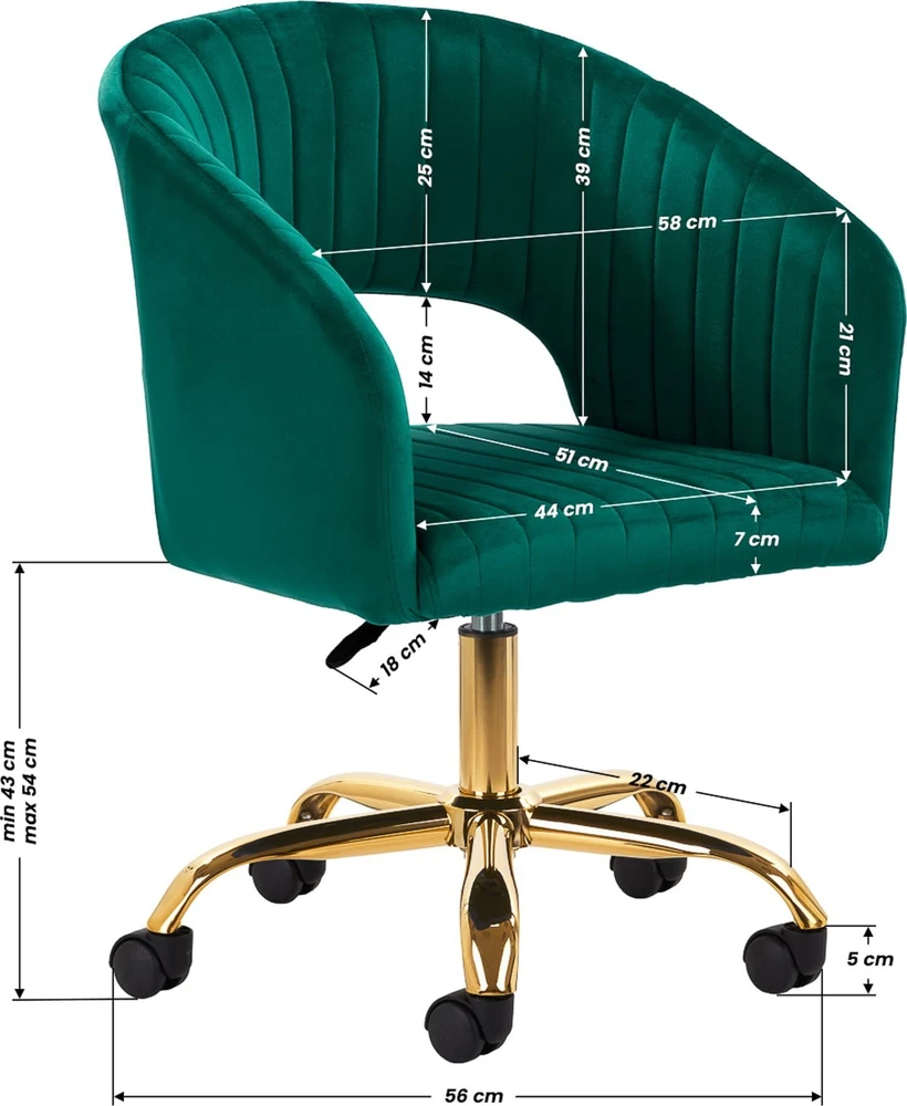 Fotelis Activeshop Biuro kėdė su ratukais 4Rico QS-OF212G Velvet Žalias