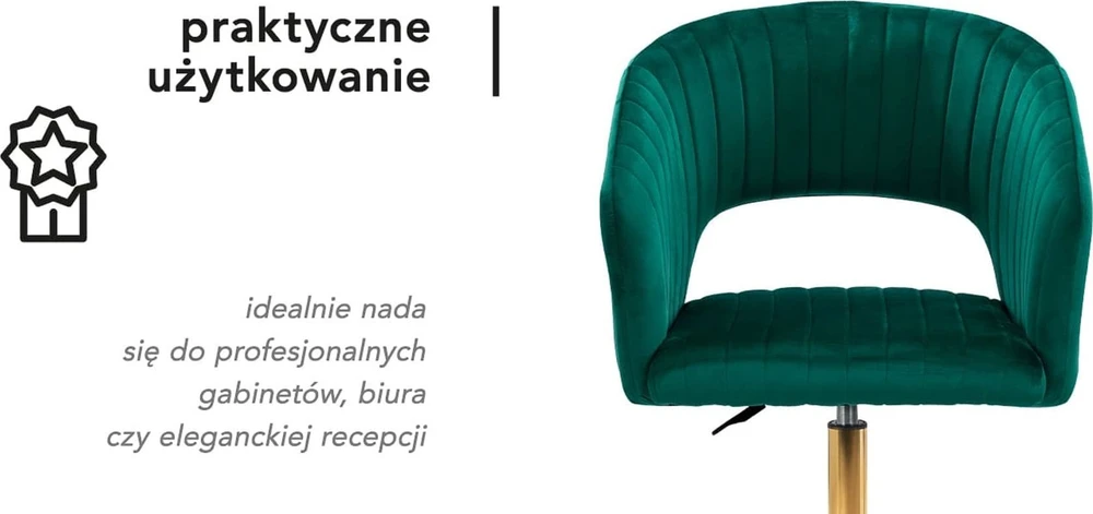 Fotelis Activeshop Biuro kėdė su ratukais 4Rico QS-OF212G Velvet Žalias
