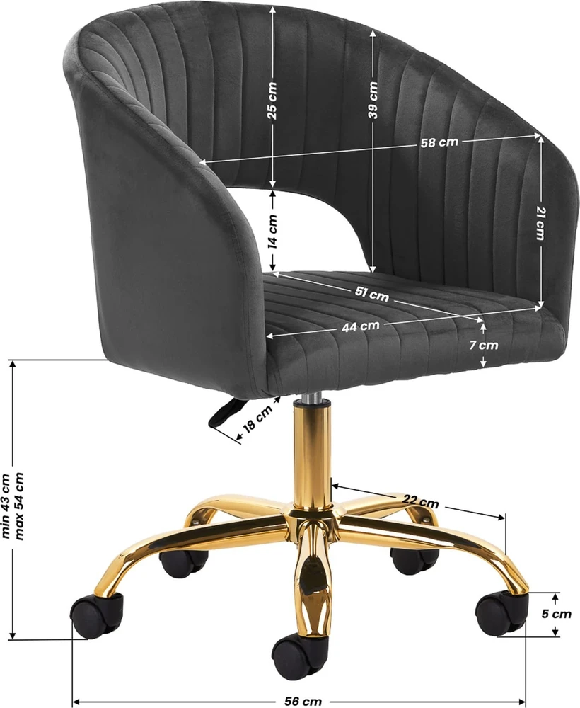 Fotelis Activeshop Biuro kėdė su ratukais 4Rico QS-OF212G Velvet Pilkas