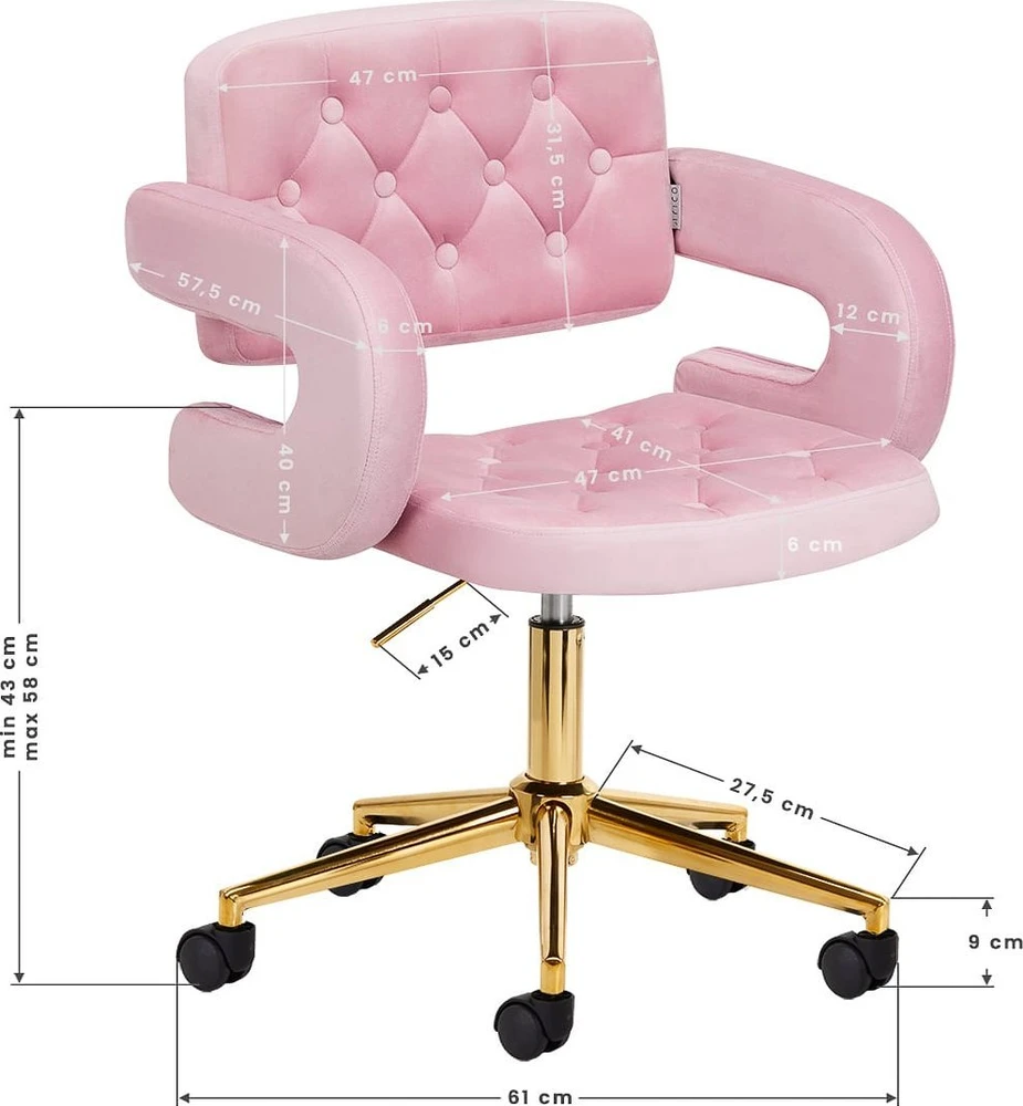 Activeshop Biuro kėdė su ratukais 4Rico QS-OF213G Velvet Rožinė