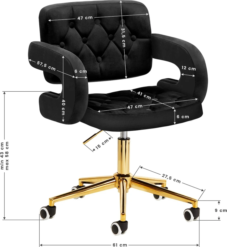 Fotelis Activeshop Biuro kėdė su ratukais 4Rico QS-OF213G Velvet Juodas