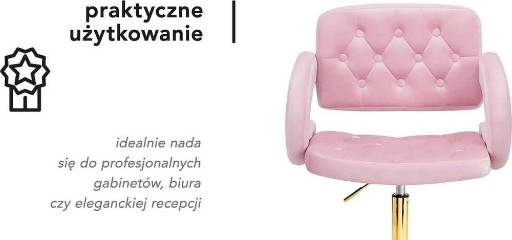 Activeshop Biuro kėdė su ratukais 4Rico QS-OF213G Velvet Rožinė