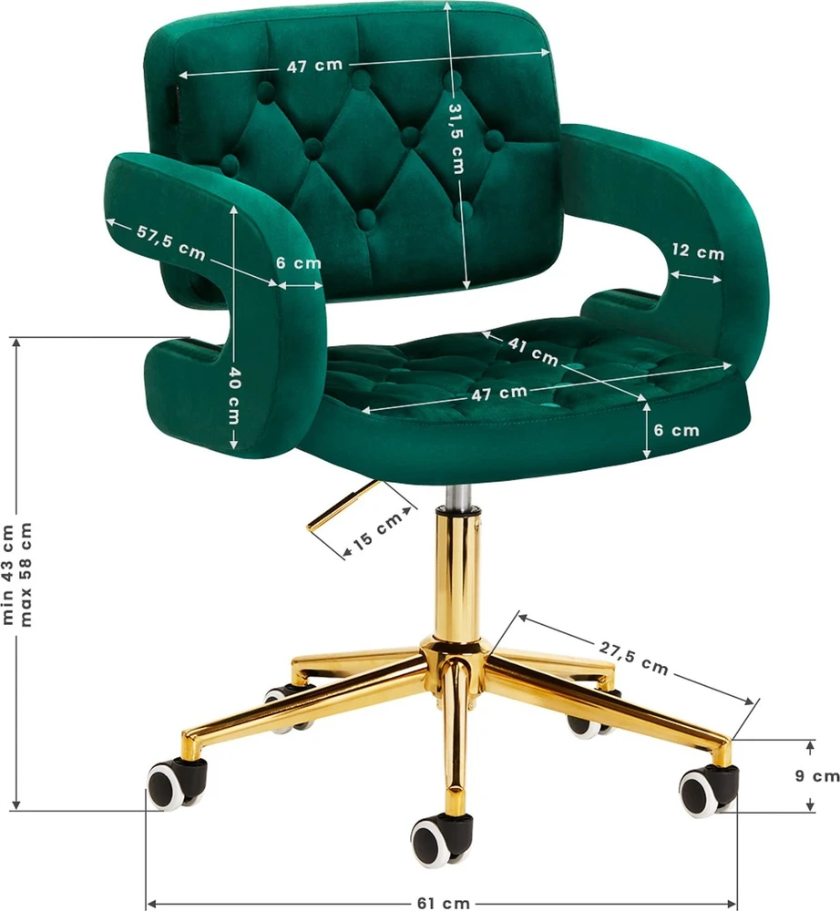 Activeshop Biuro kėdė su ratukais 4Rico QS-OF213G Velvet Žalias