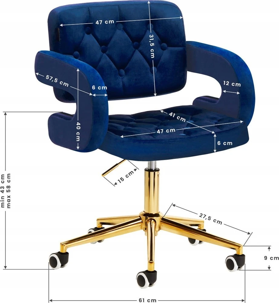 Activeshop Biuro kėdė su ratukais 4Rico QS-OF213G Velvet Mėlyna