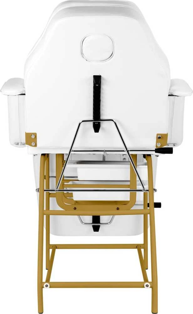 Activeshop Kosmetologinis krėslas BEAUTY CHAIR 557G MODEL GOLD Baltas